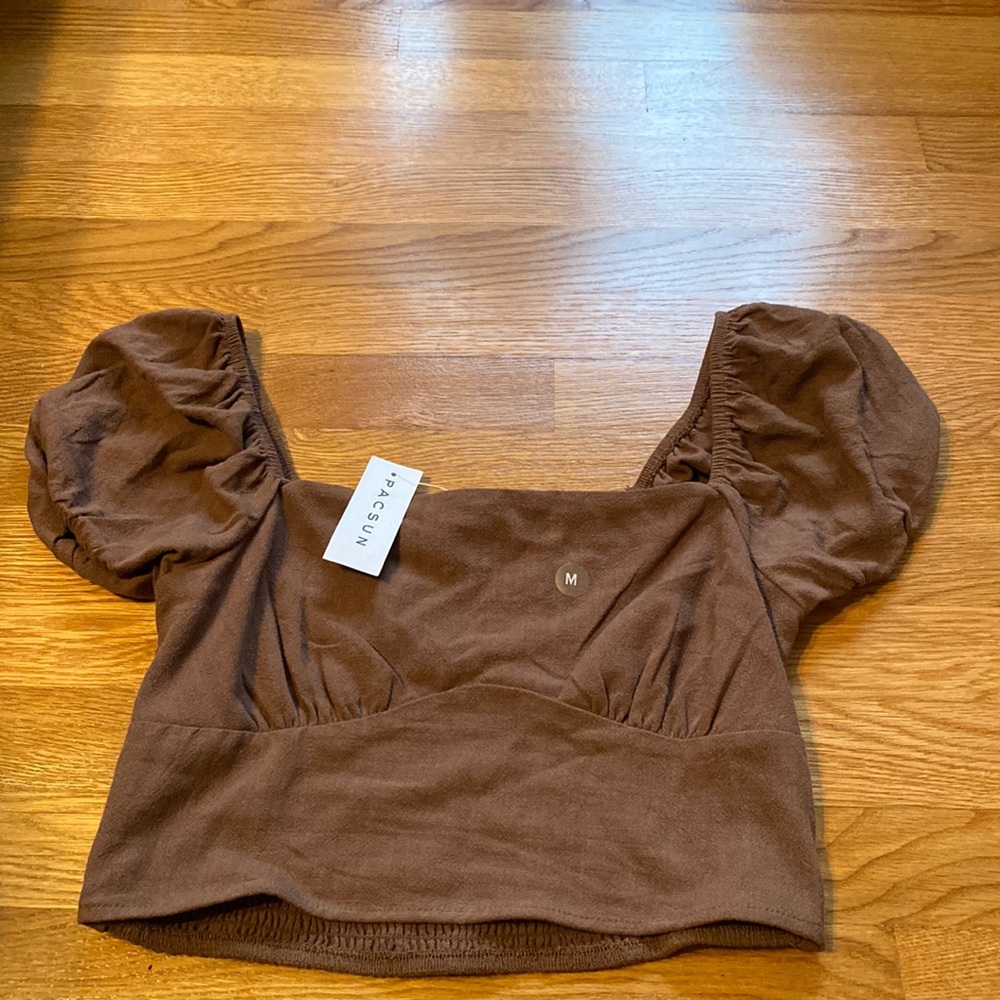 BRAND NEW PacSun womens medium trendy brown crop top.
